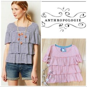 Anthropologie Postmark Ruffle Tiered Top, S.